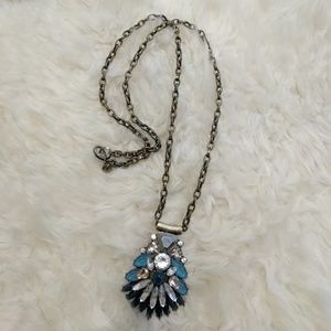 Loft • Blue & Clear Crystal Pendant Long Necklace